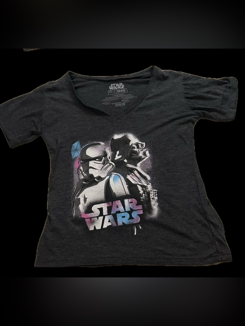 Star Wars Black Kids' Stormtrooper Graphic Tee with Pink & Blue Accents